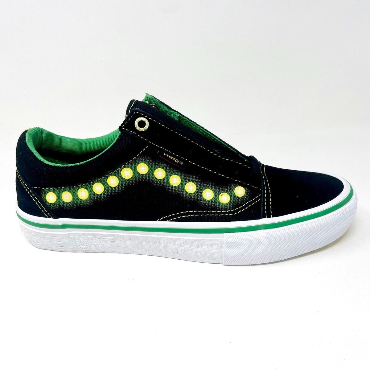 Vans Old Skool Pro (Shake Junt) Black White Green Womens Casual Shoes
