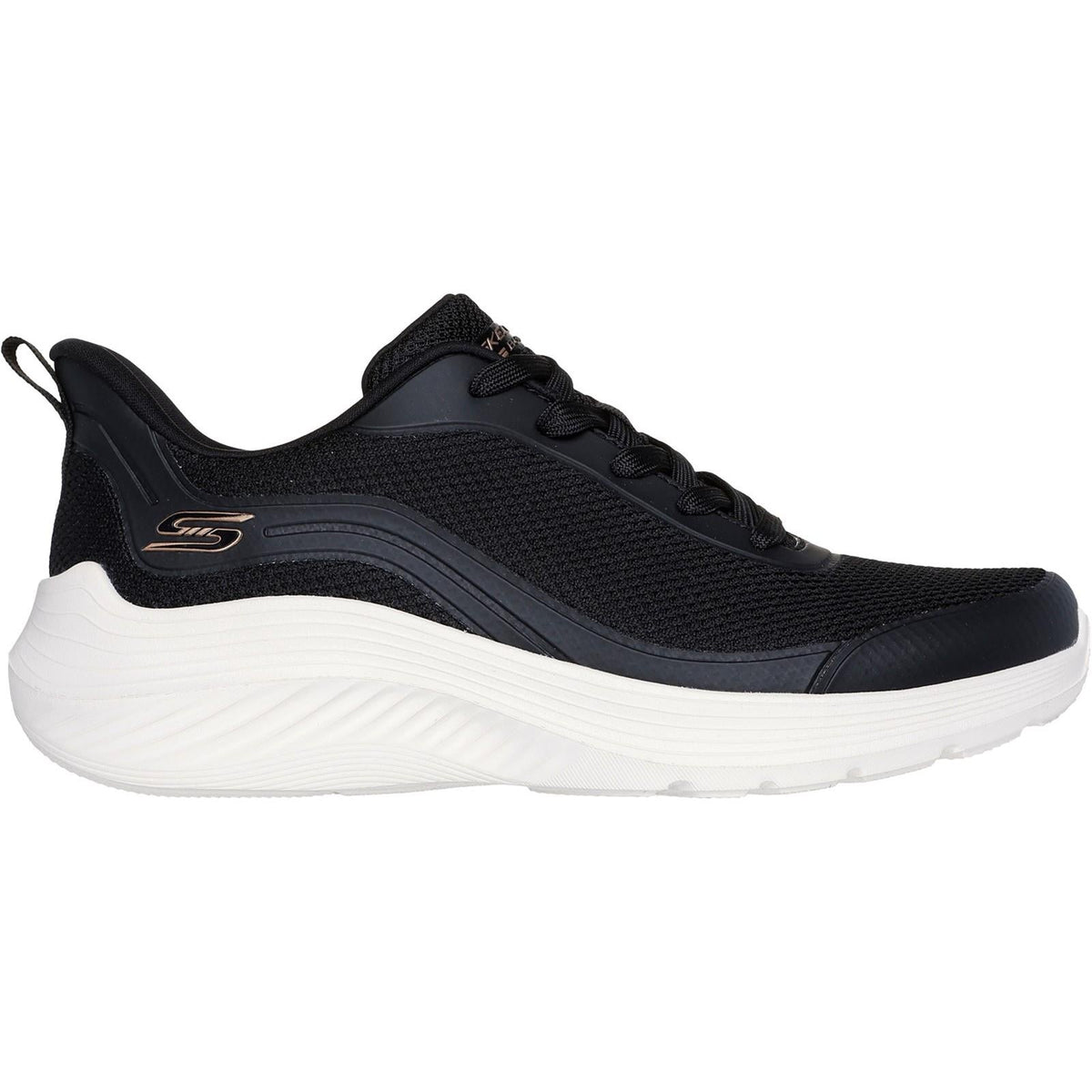 Women's Wide Fit Skechers 117483 Bobs Sport Squad Waves Still Wading Trainers