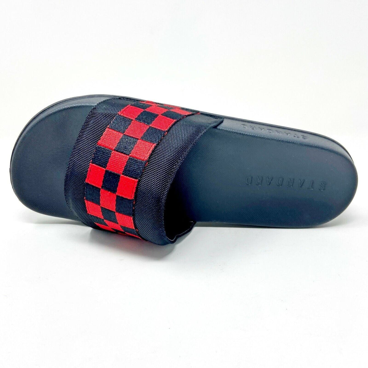 STNDRD Standard Los Angeles Monaco Checkerboard Black Red Mens Slides Sandals