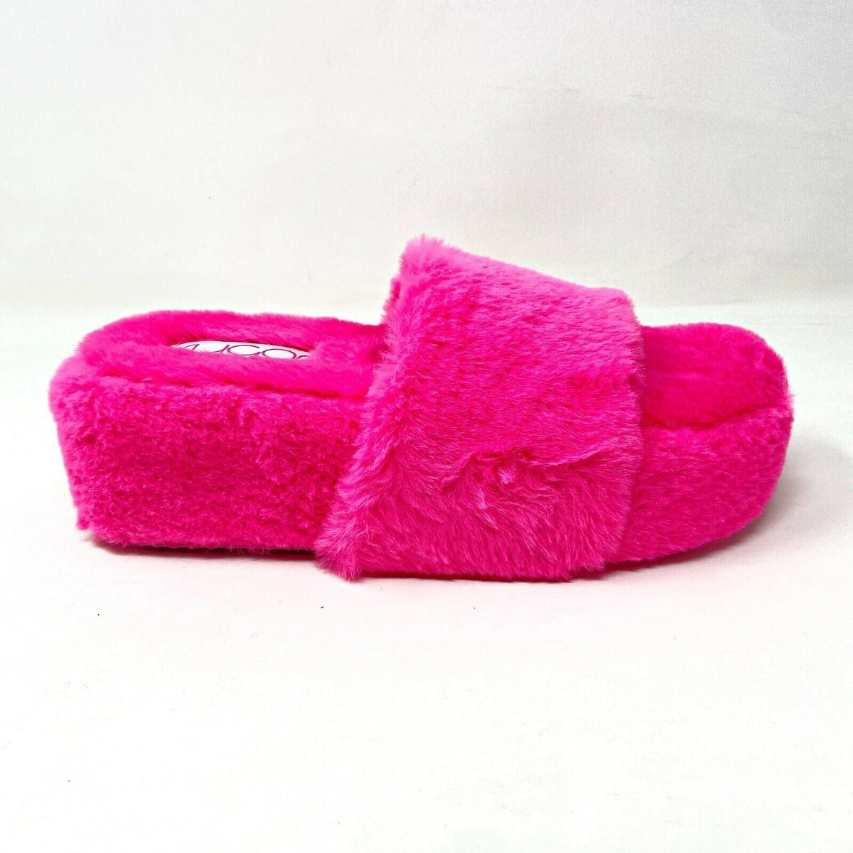Sugar Wryde Hot Pink Platform Womens Fluffy Slip On Fur Slipper Warm Sandals