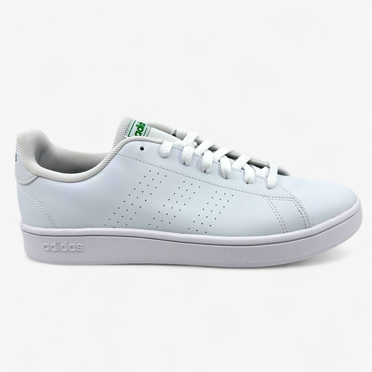 Adidas Advantage Base Cloud White Green Mens Athletic Sneaker