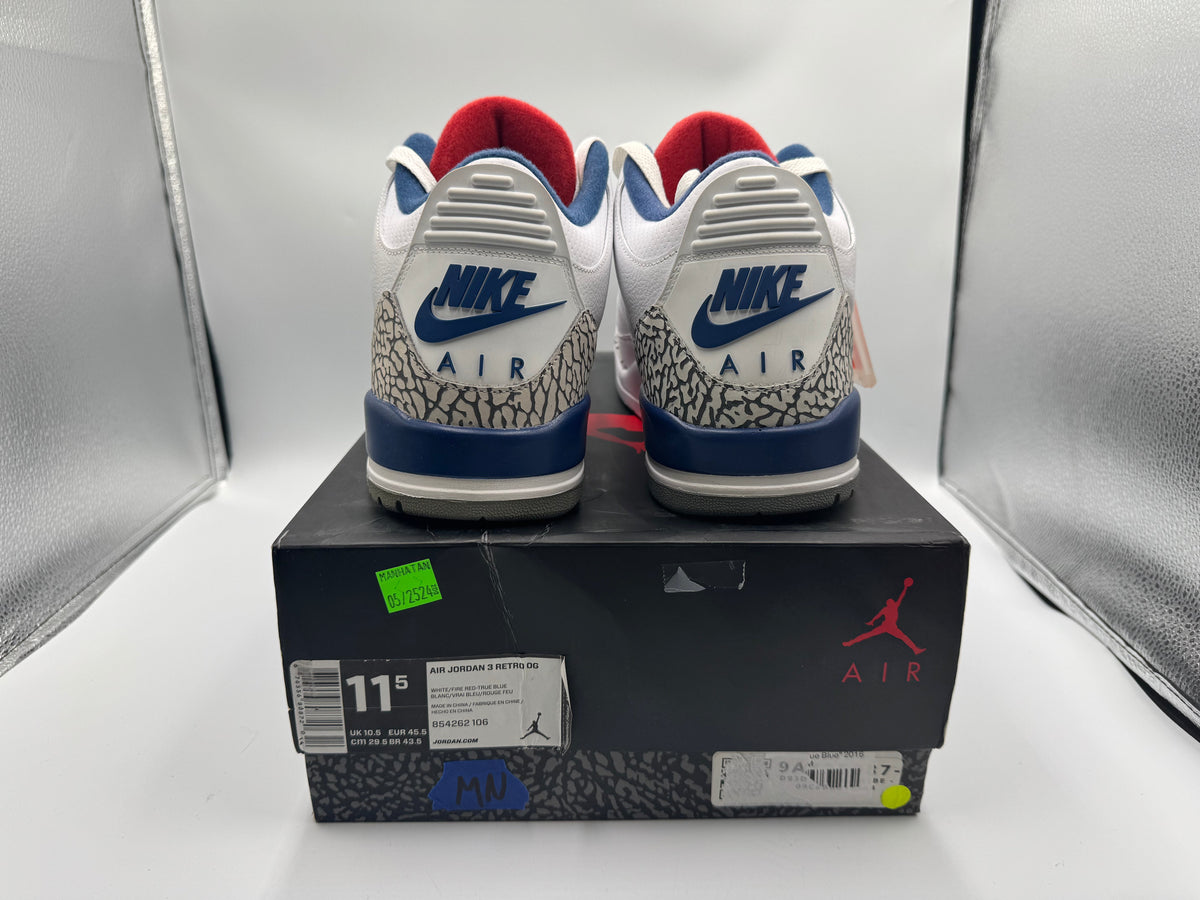 PRE OWNED Air Jordan retro 3 "True Blue" 2016 Conditional