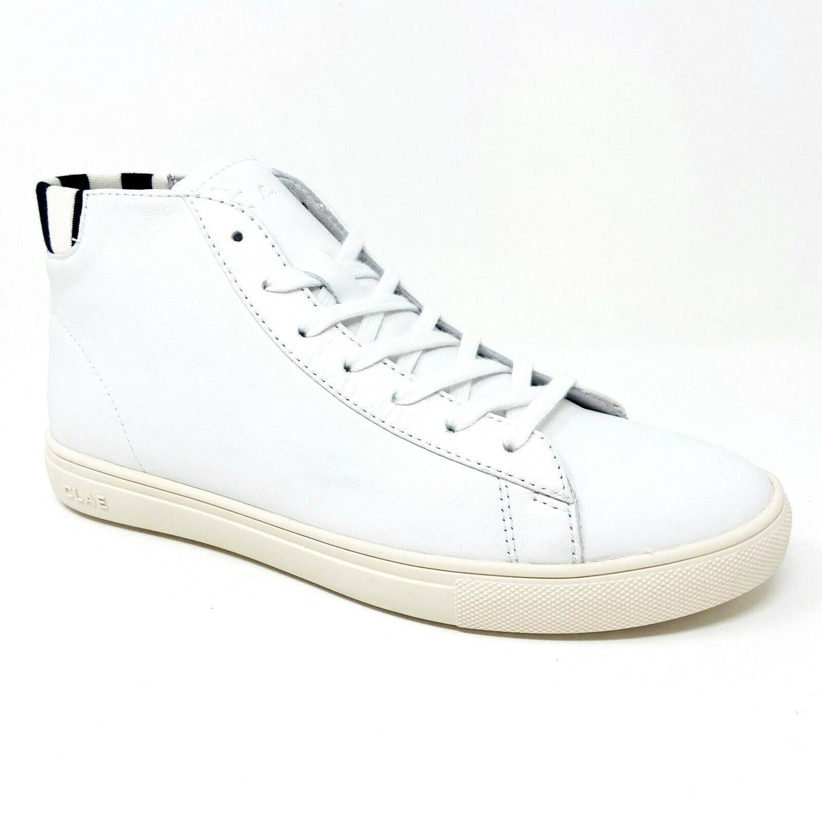 Clae Bradley Mid x Agnes B White Leather Mens Premium Casual Sneakers