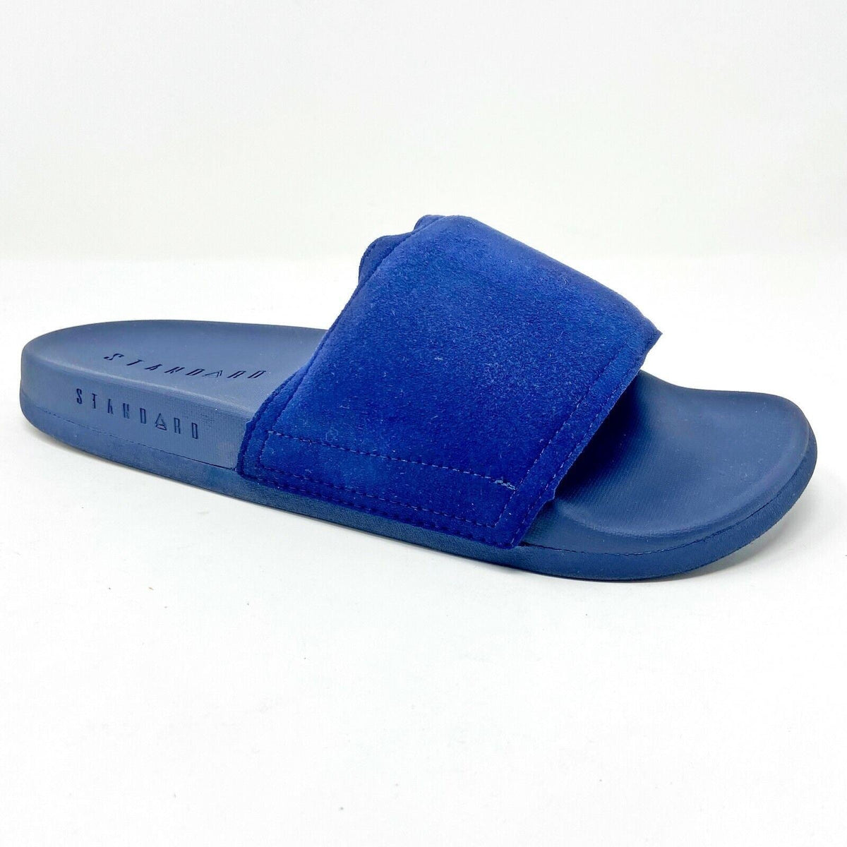 STNDRD Standard Los Angeles Monaco Suede Navy Blue Womens Slide Sandals
