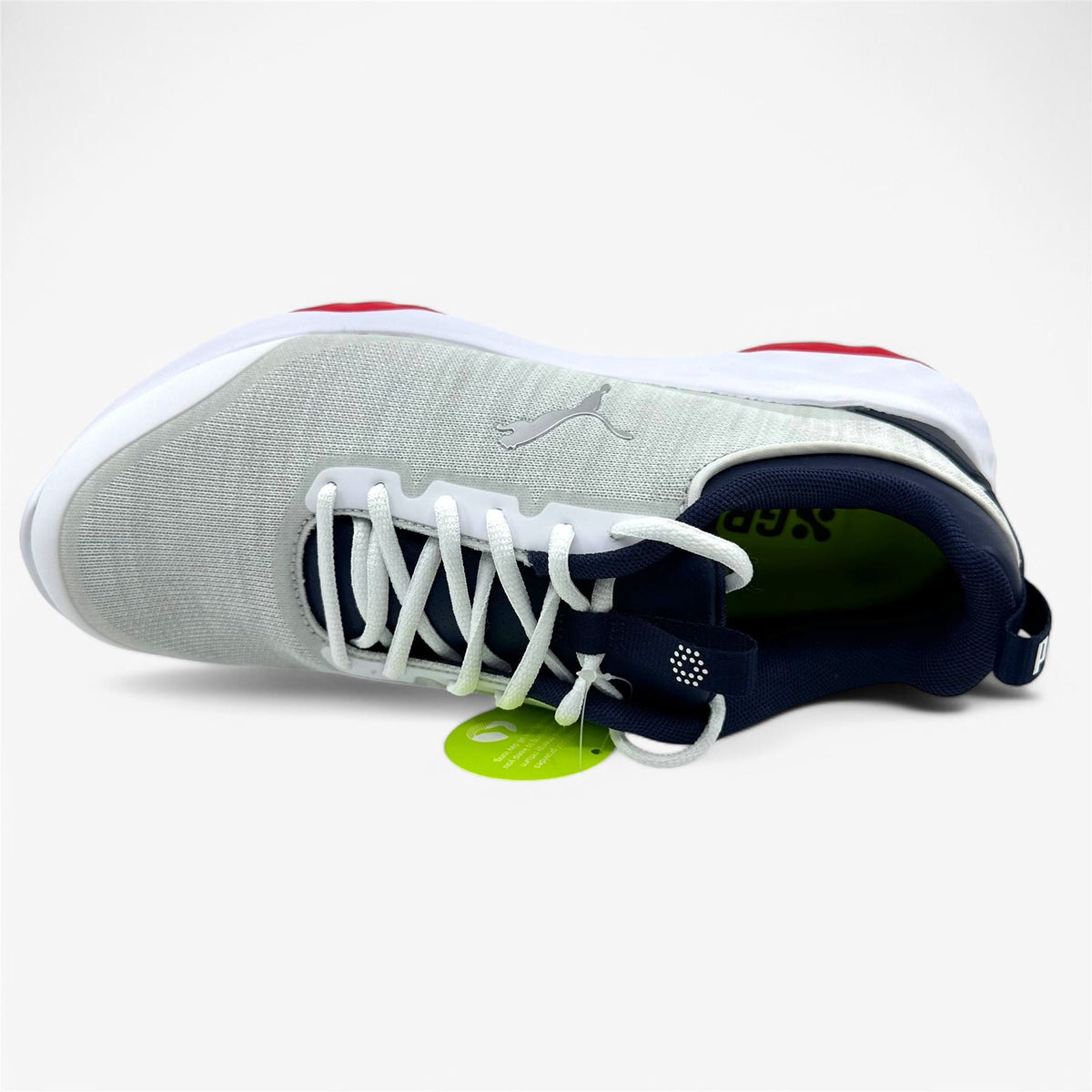 PUMA Fusion Pro White Navy Red Mens Extra Wide Spikeless Golf Shoes