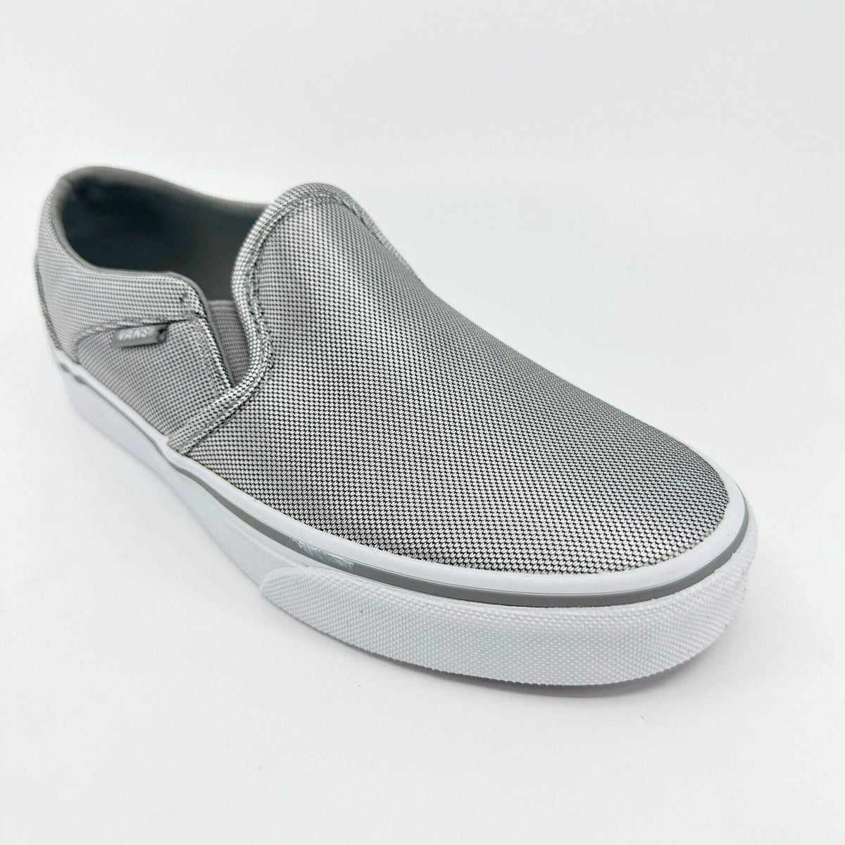 Vans Asher (Textile) Silver White Gray Womens Size 6 Casual Slip On Shoes