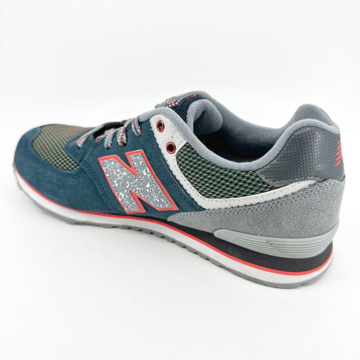 New Balance 574 Classics Navy Grey Red Suede Kids Running Sneakers KL57401G