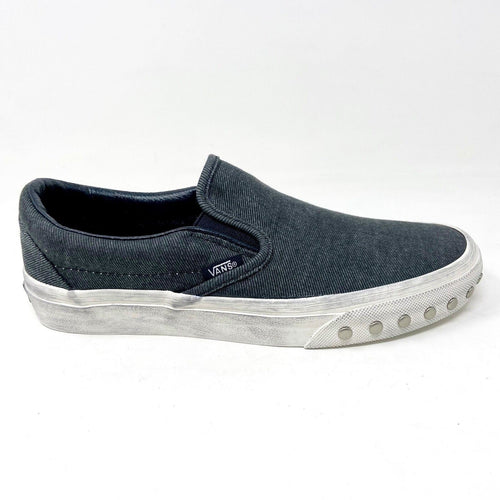 Vans Classic Slip On Overwashed Graphite Gray White Womens Casual Shoes