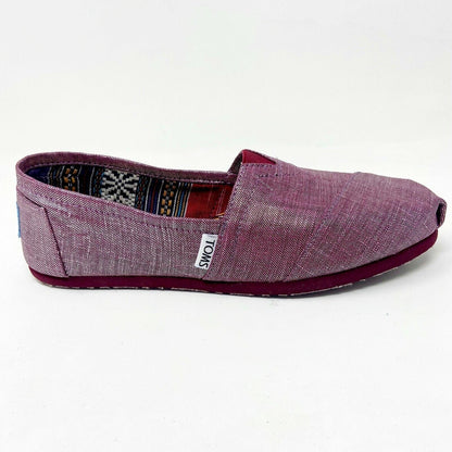 Toms Classics Raspberry Metallic Linen Womens Slip On Casual Flat Shoes